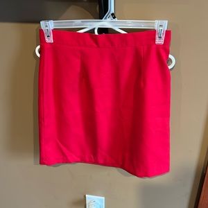 Red zipper and button off brand skirt